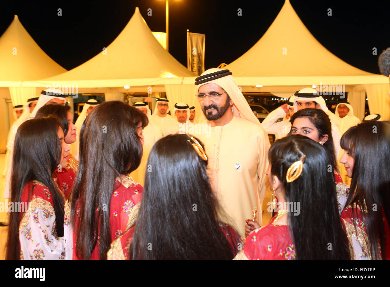 Dubai, Emirati Arabi Uniti, lo Sceicco Mohammed Bin Rashid Al Maktoum, testa di Dubai Foto Stock
