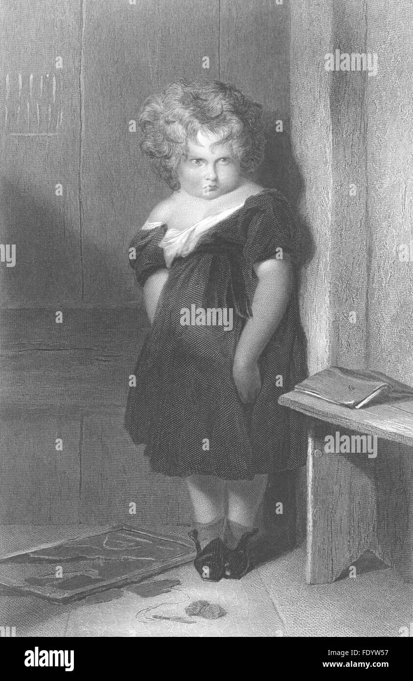 Bambini: Naughty boy-Landseer Finden, antica stampa c1870 Foto Stock