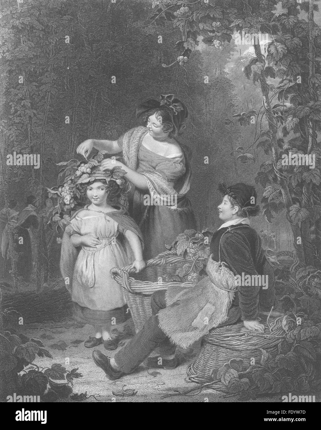 Ritratti: La corona di luppolo, antica stampa c1870 Foto Stock