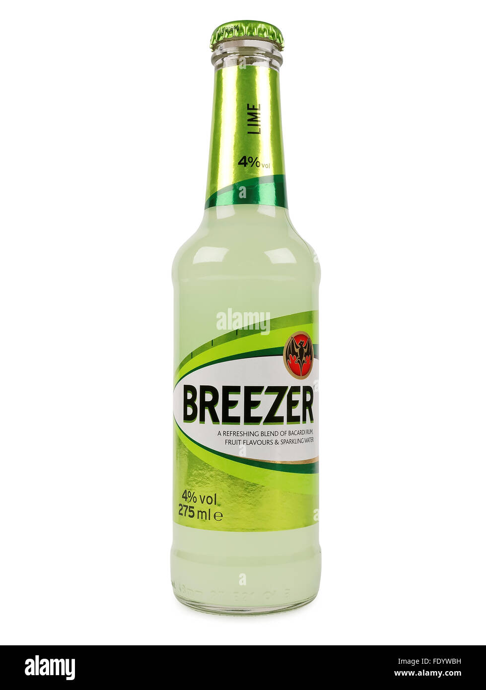 Bacardi Breezer lime. Breezer un rinfrescante miscela di alcol. Foto Stock