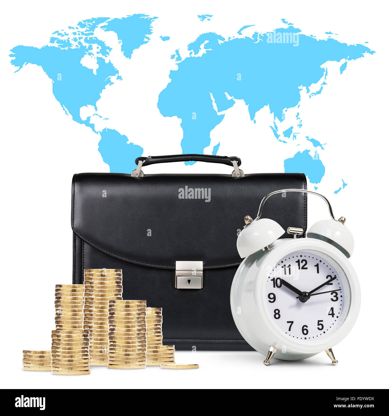 Sveglia, ventiquattrore monete , Mappa isolato Foto Stock