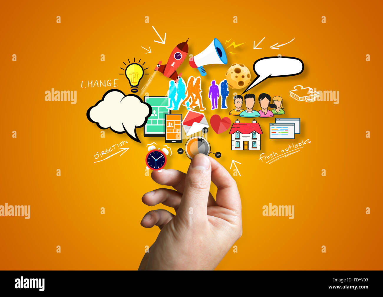 Azienda creativa .una persona elementi creativi.. Foto Stock