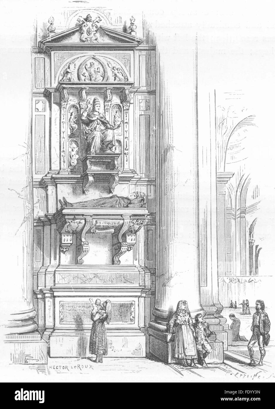 Roma: la tomba di Innocenzo VIII, antica stampa 1872 Foto Stock