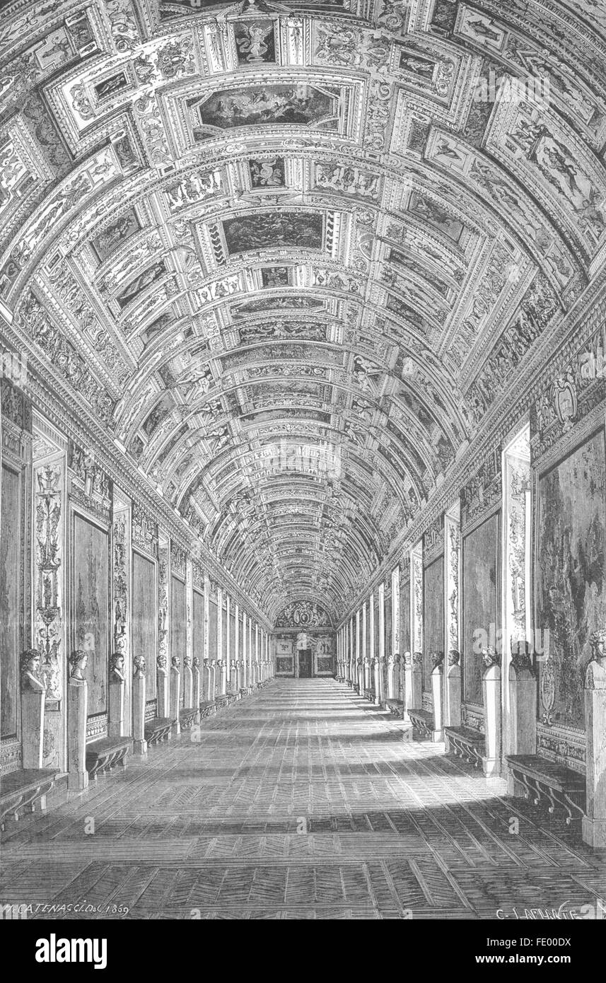 Vaticano: la galleria di mappe, Vaticano, antica stampa 1872 Foto Stock