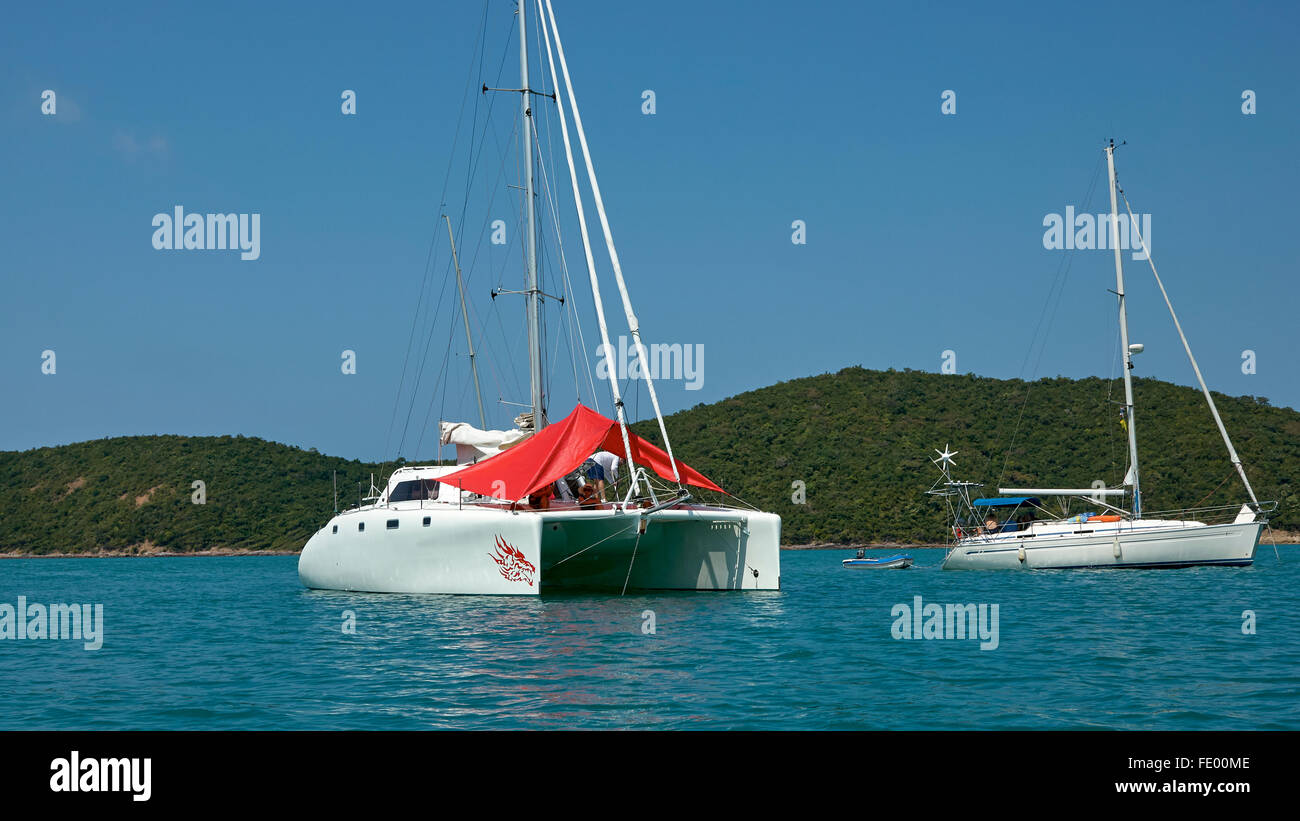 Barca a Vela nel Golfo di Thailandia Foto Stock