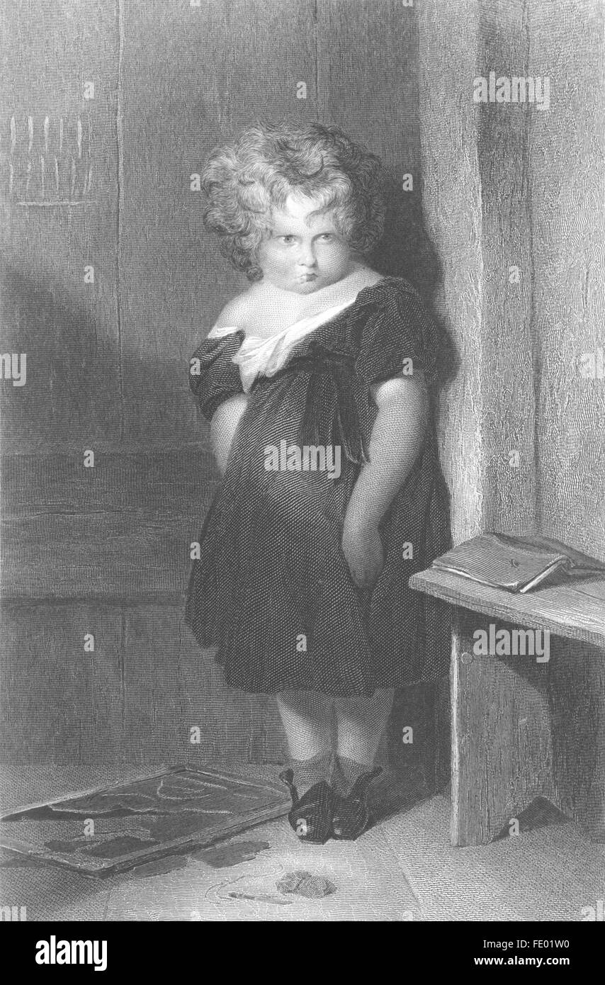 Bambini: Naughty boy-Landseer Finden, antica stampa c1880 Foto Stock