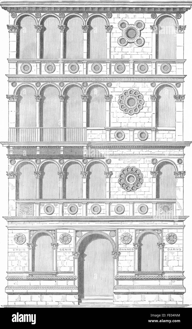 Venezia: Palazzo Dario, Grand Canal-Renaissance periodo, antica stampa 1880 Foto Stock