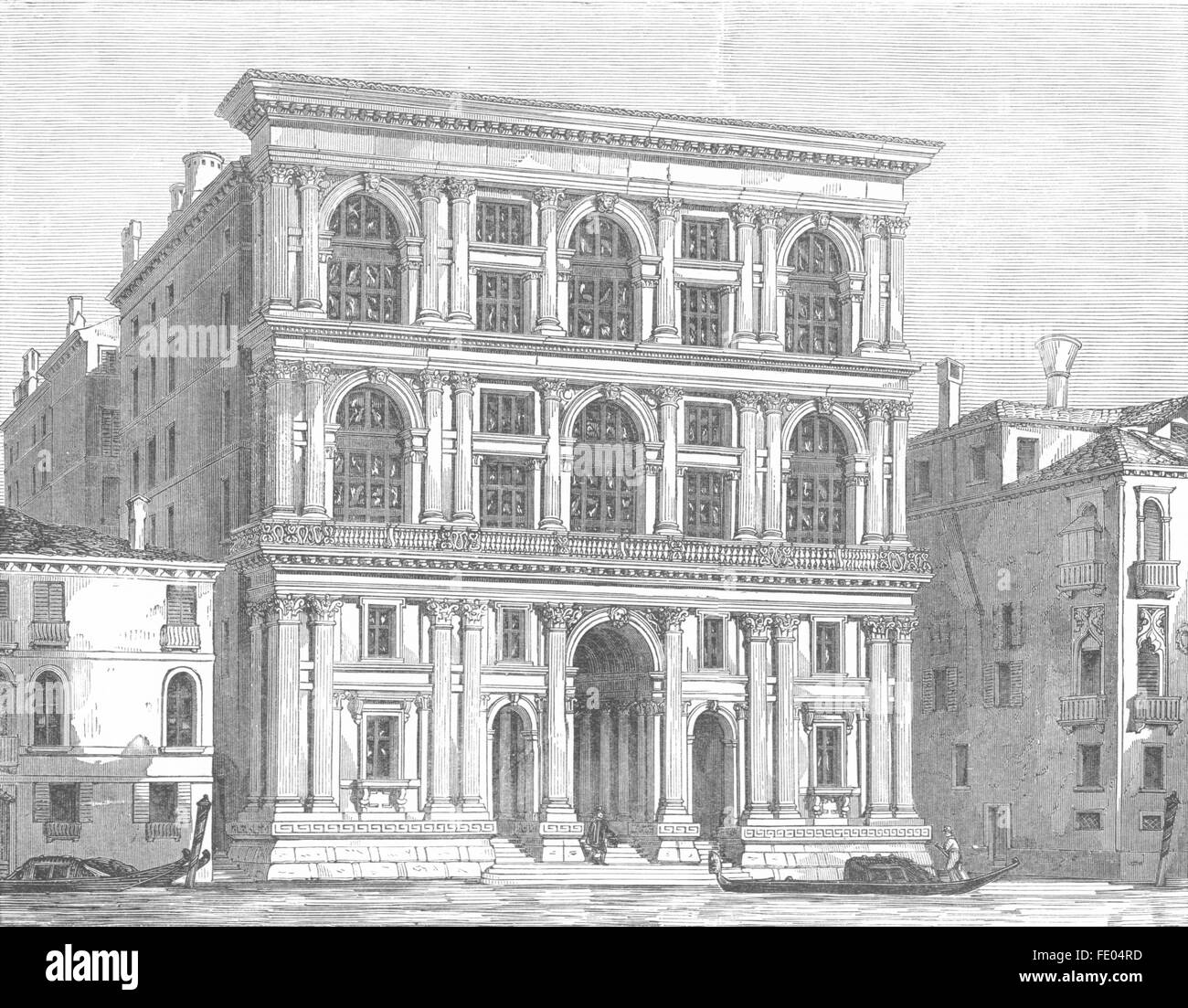 Venezia: Palazzo Grimani, Grand Canal-Sammicheli, antica stampa 1880 Foto Stock