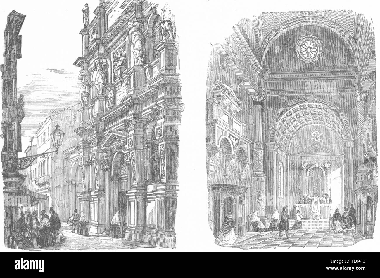 Venezia: Ospedaletto, Longhena; Cornaro, Santi Apostoli, antica stampa 1880 Foto Stock