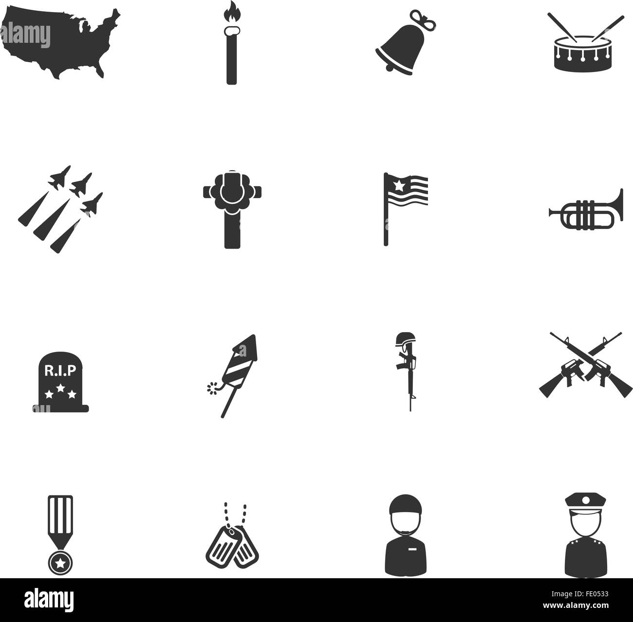Il memorial day semplicemente le icone Illustrazione Vettoriale