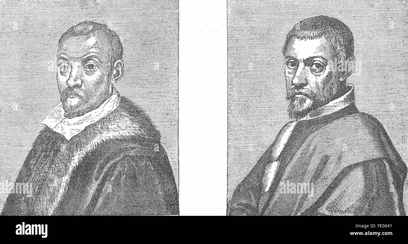 Venezia: Jacopo Palma, II Giovane; Tintoretto, antica stampa 1880 Foto Stock