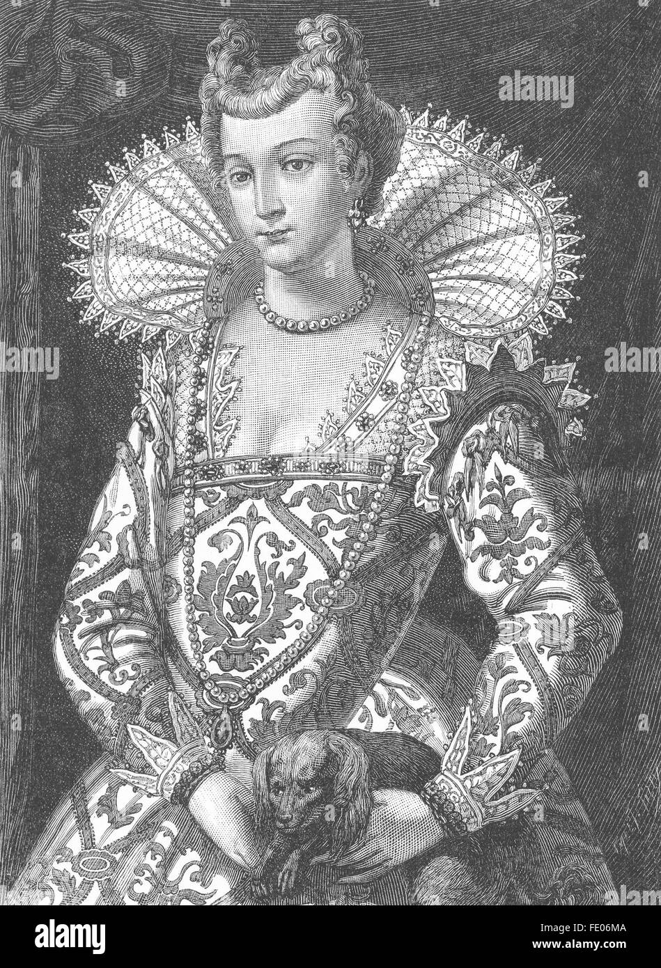 Venezia: lady veneta, XVI Century-Giacomo Franco, antica stampa 1880 Foto Stock