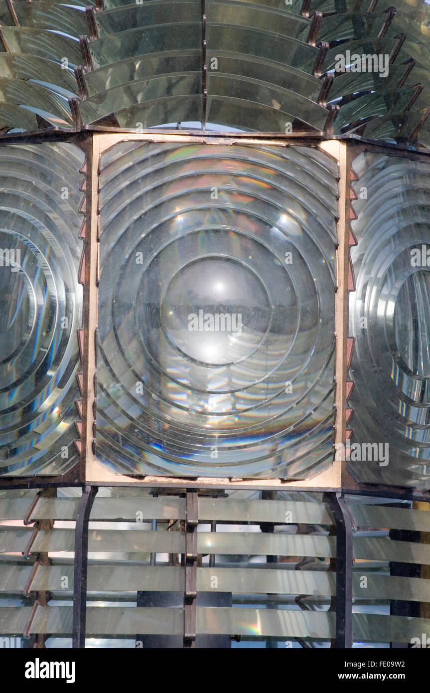 Lente di Fresnel lenti di rifrazione ottica di indice di rifrazione luce piegare lampadina faro lampadine rifrangenti di lenti ottiche in vetro op Foto Stock