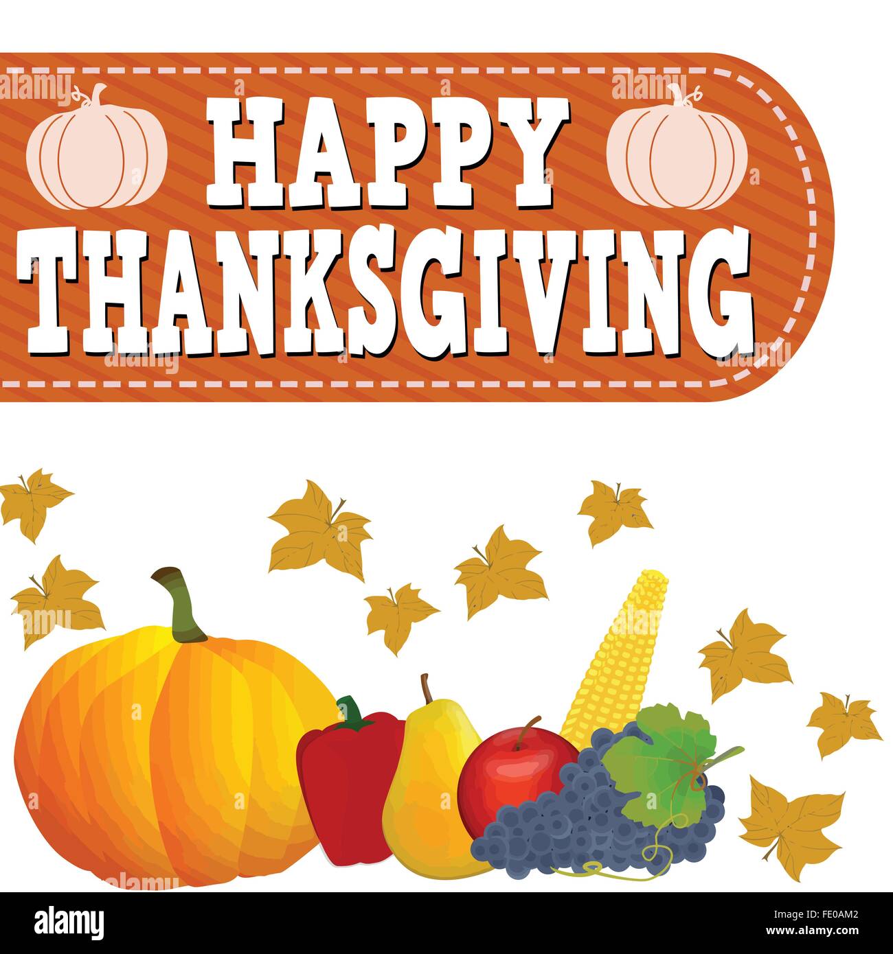 Felice ringraziamento banner design e gli elementi tradizionali, illustrazione vettoriale Illustrazione Vettoriale