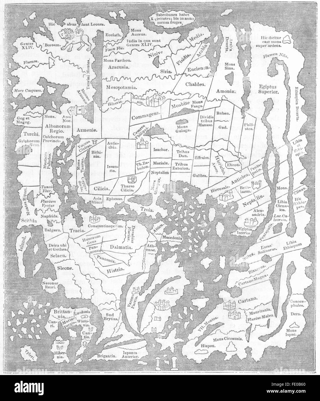 Mappe: sassone del X secolo: colonne d'Ercole, 1845 Foto Stock