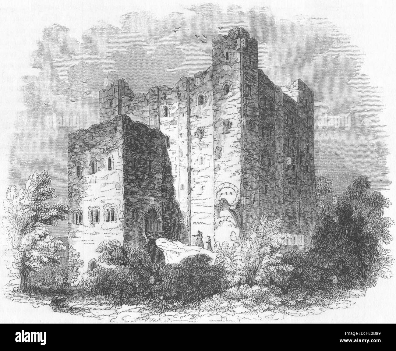 KENT: Rochester Castle; mantenere, con la sua entrata torre antica stampa 1845 Foto Stock