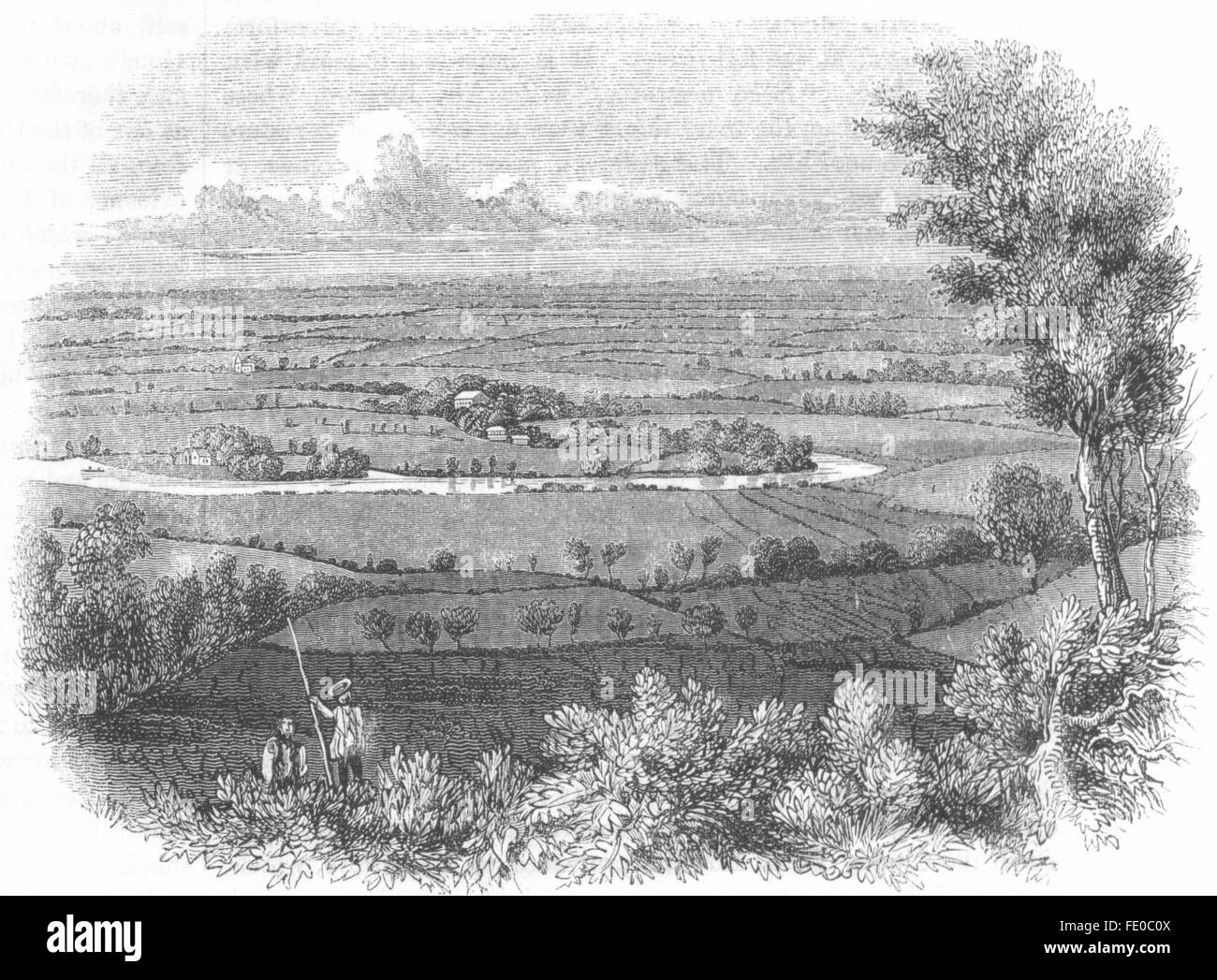 BERKS: Runnymede, antica stampa 1845 Foto Stock