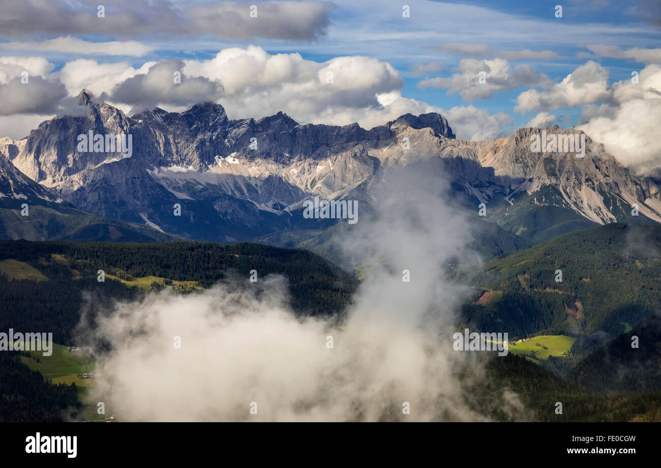 Antenna, Alpi, monti Dachstein visto dall'aria, Löbenau, Salisburgo, Austria, Europa, vista aerea, uccelli-eyes view, antenna Foto Stock