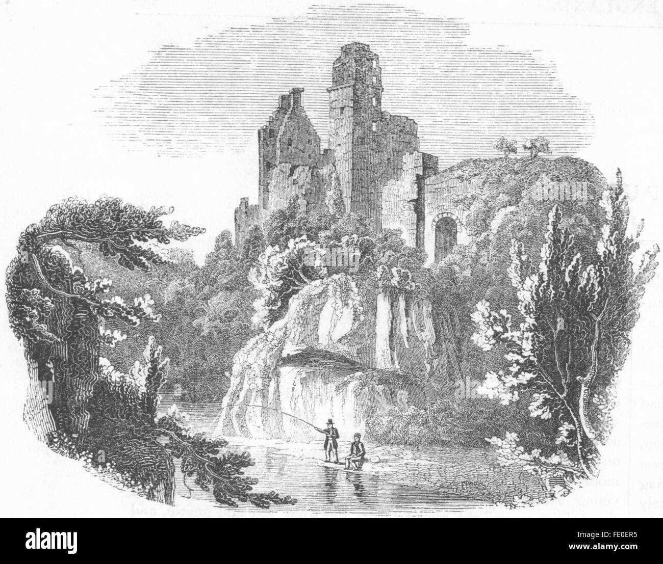 Scozia: i ruderi del Castello di Roslin, antica stampa 1845 Foto Stock