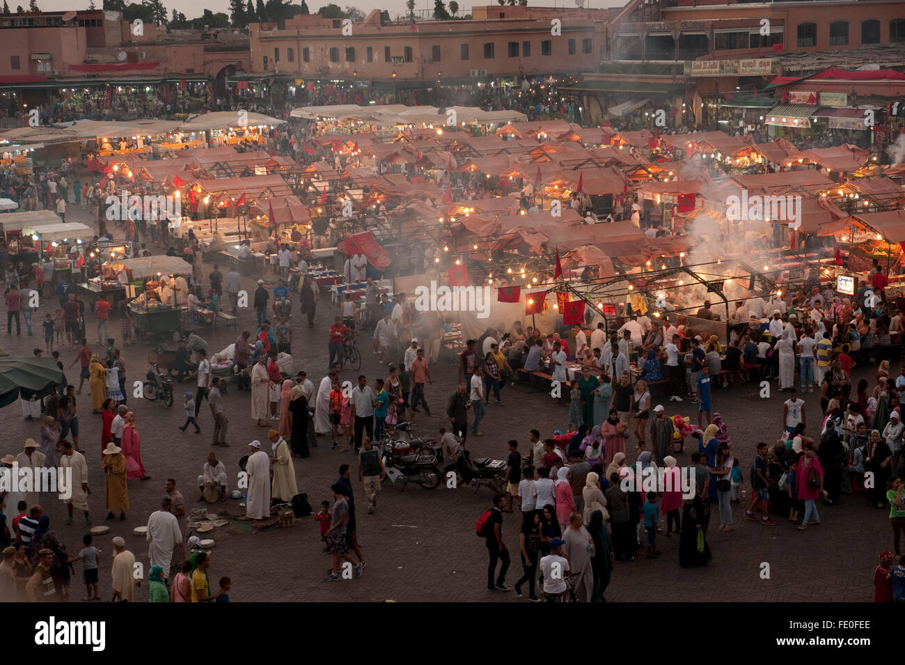 Djemaa el Fna a Marrakech, Marocco Foto Stock