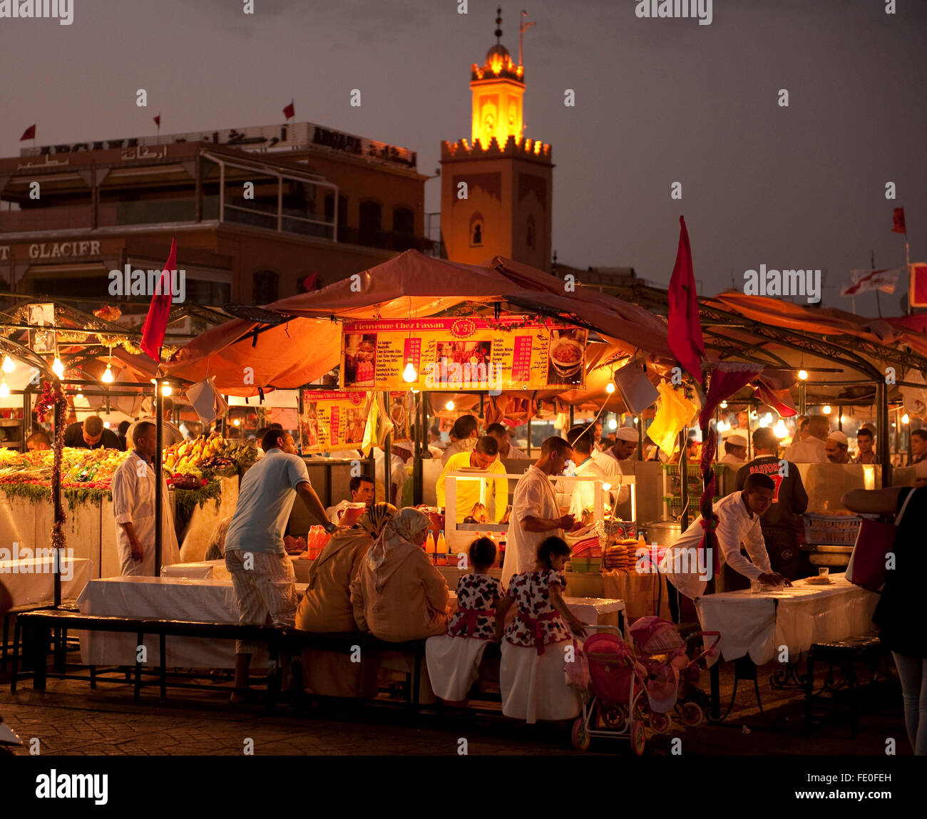 Djemaa el Fna piazza principale, Marrakech, Marocco Foto Stock
