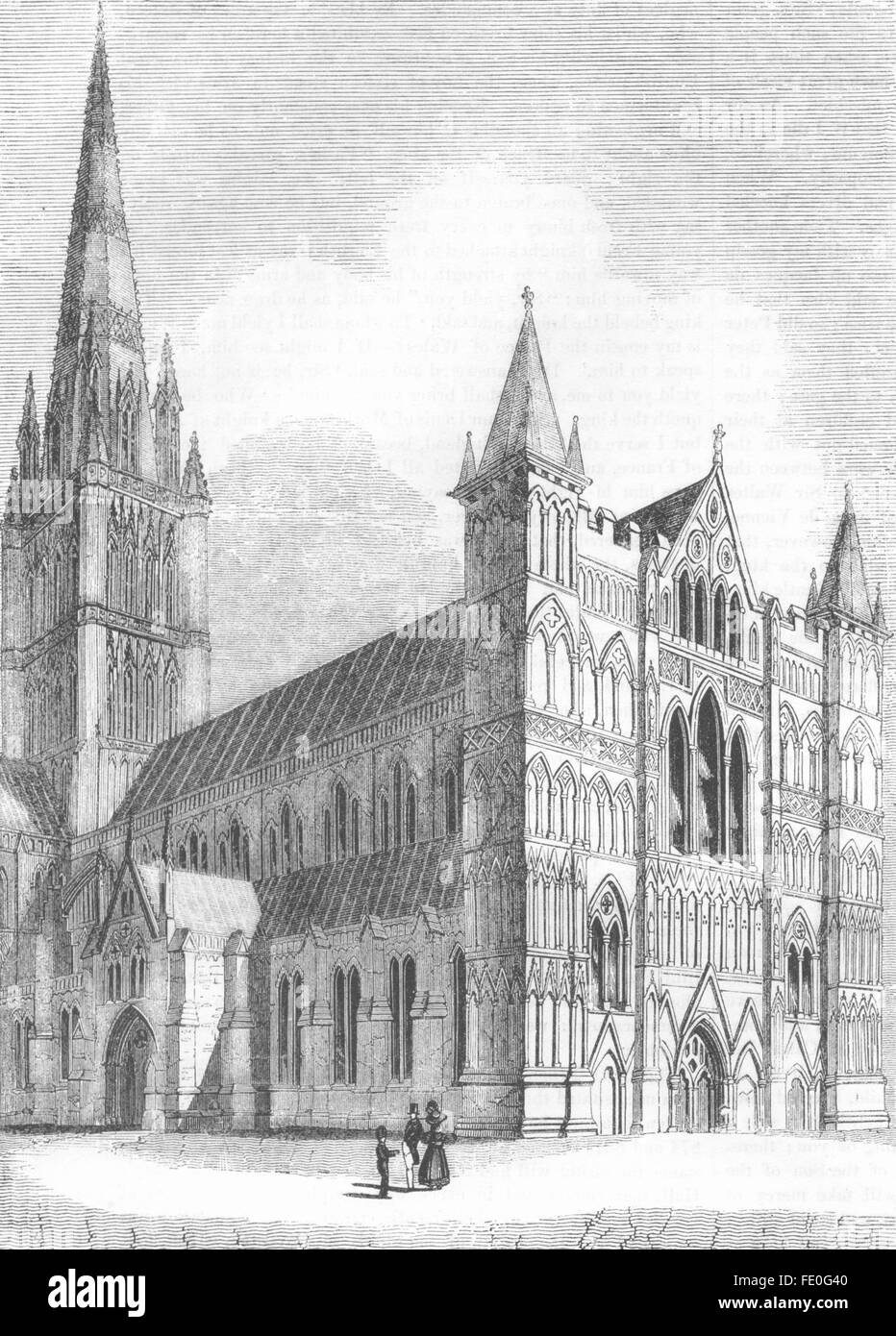 WILTS: NW la Cattedrale di Salisbury, antica stampa 1845 Foto Stock