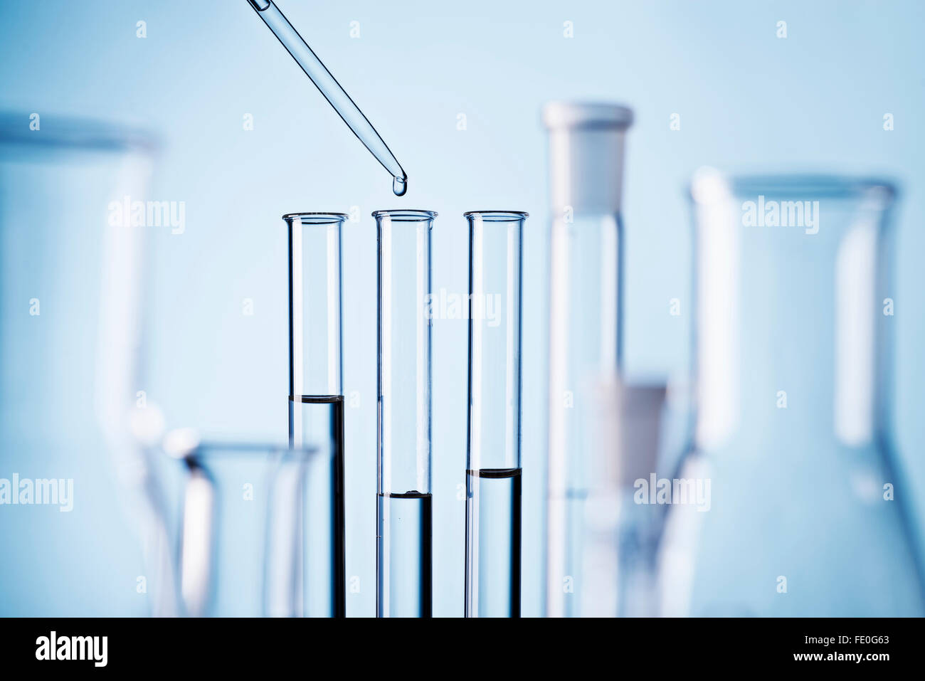 Scena di laboratorio con le provette per la prova Foto Stock