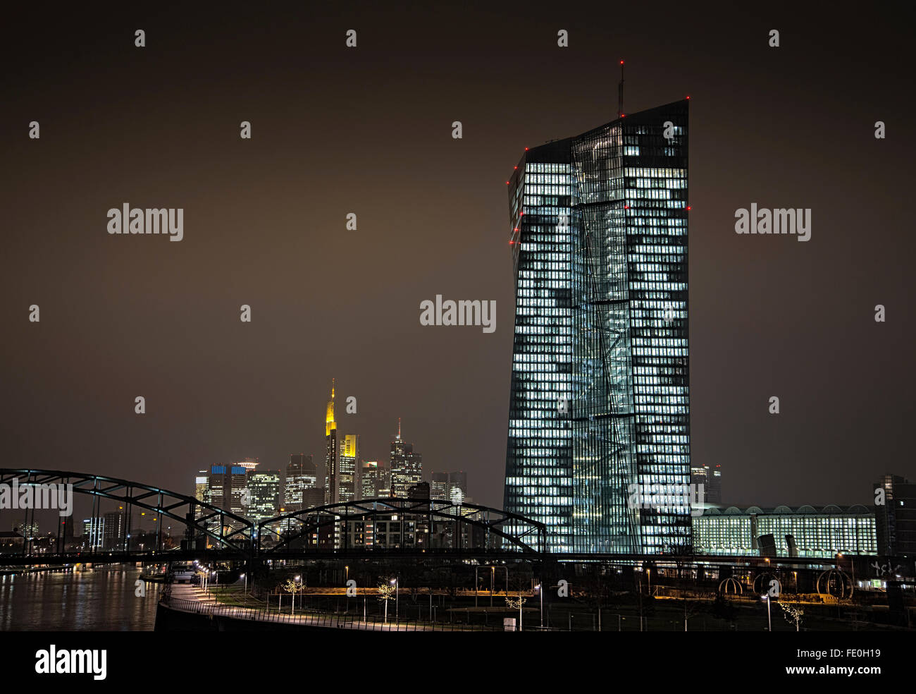 Nuova sede della Banca centrale europea (BCE) a Francoforte. Foto Stock
