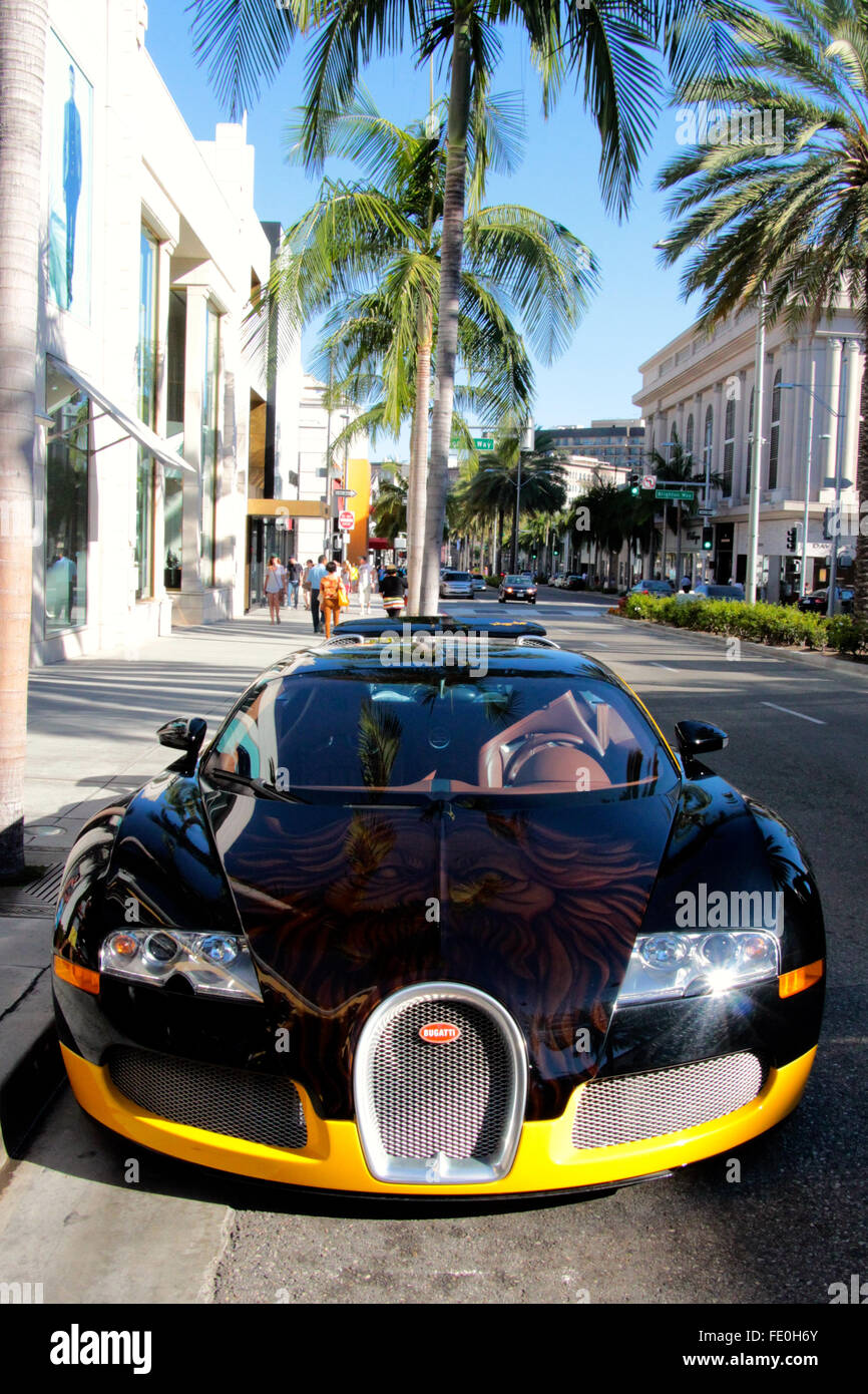 Bugatti Veyron parcheggiato in Rodeo Drive, Los Angeles Foto Stock