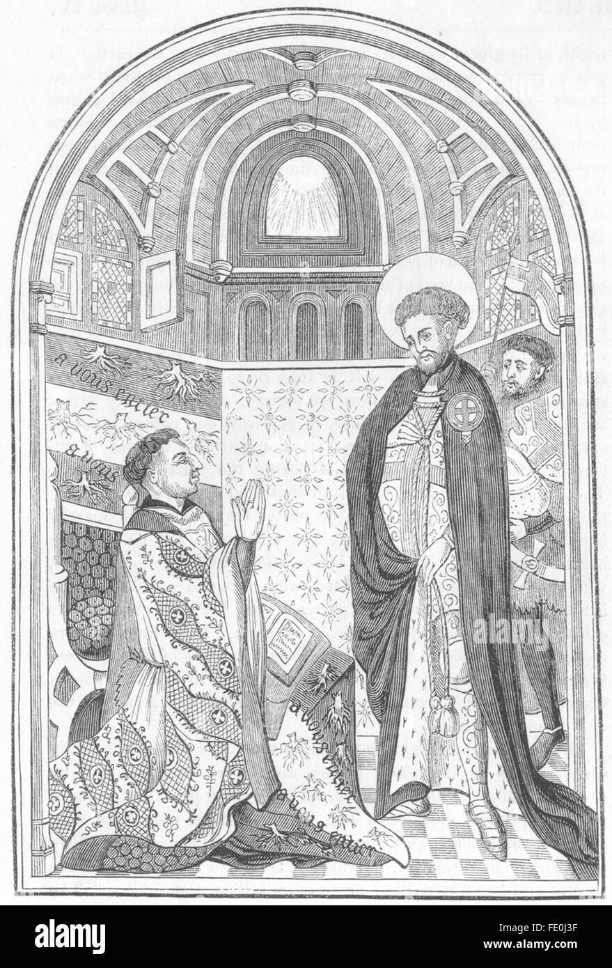 Letti: Duca di Bedford & St George-Missal, antica stampa 1845 Foto Stock