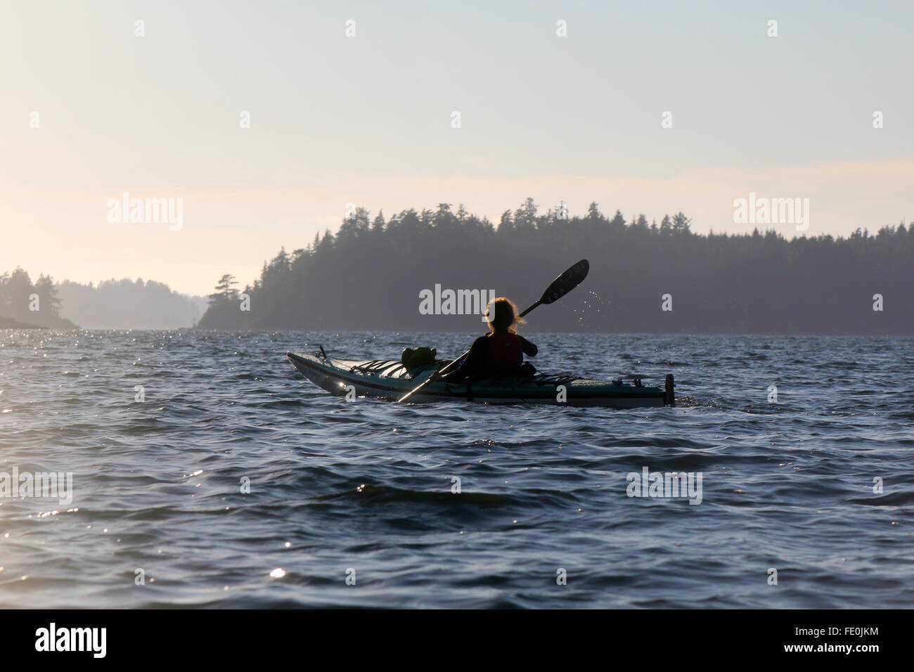 Canoeist Vancouver Island Foto Stock
