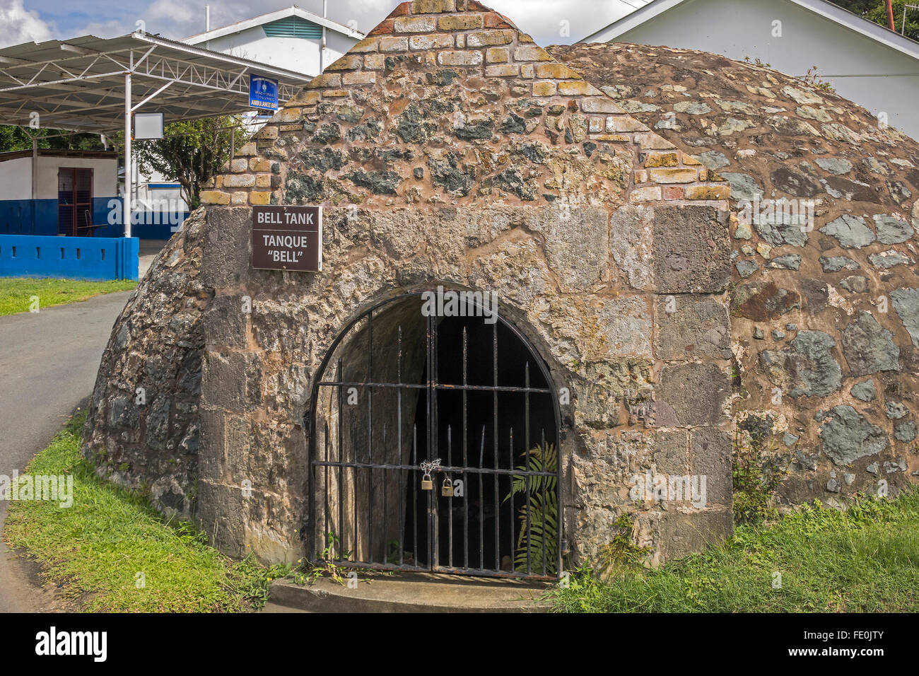 Serbatoio di campana Fort King George Tobago West Indies Foto Stock
