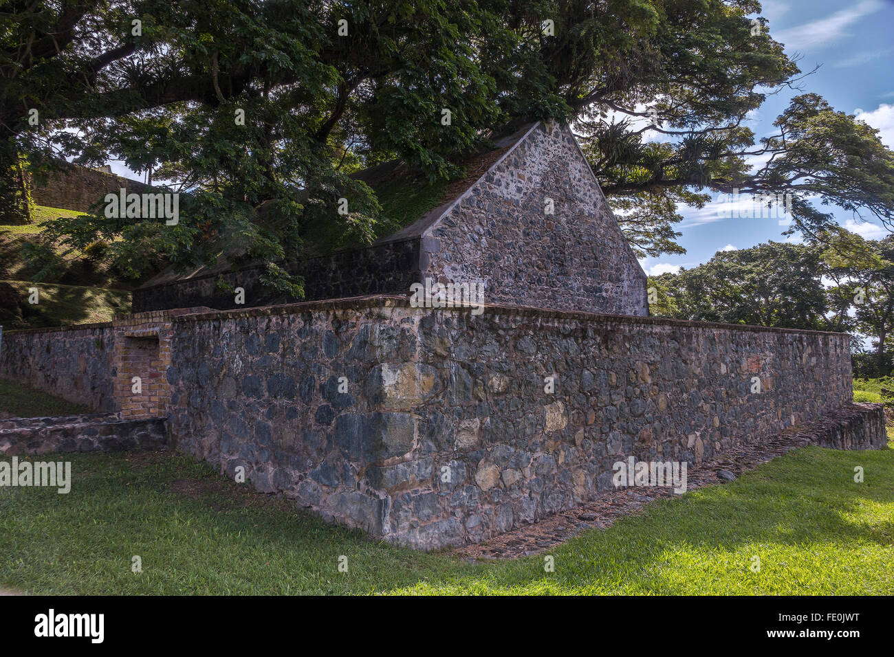 La polvere da sparo Magazine. Fort King George Tobago West Indies Foto Stock