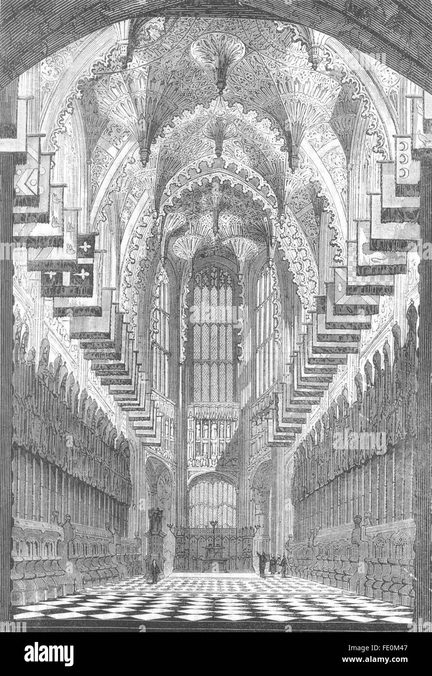 Edifici: Enrico VII 's Cappella, antica stampa 1845 Foto Stock