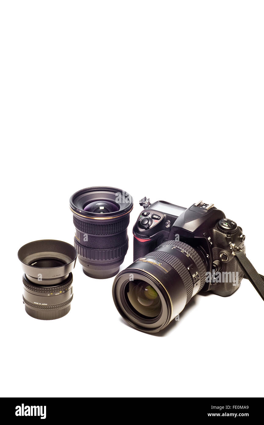 Fotocamera digitale con ingranaggi spazio copia Foto Stock