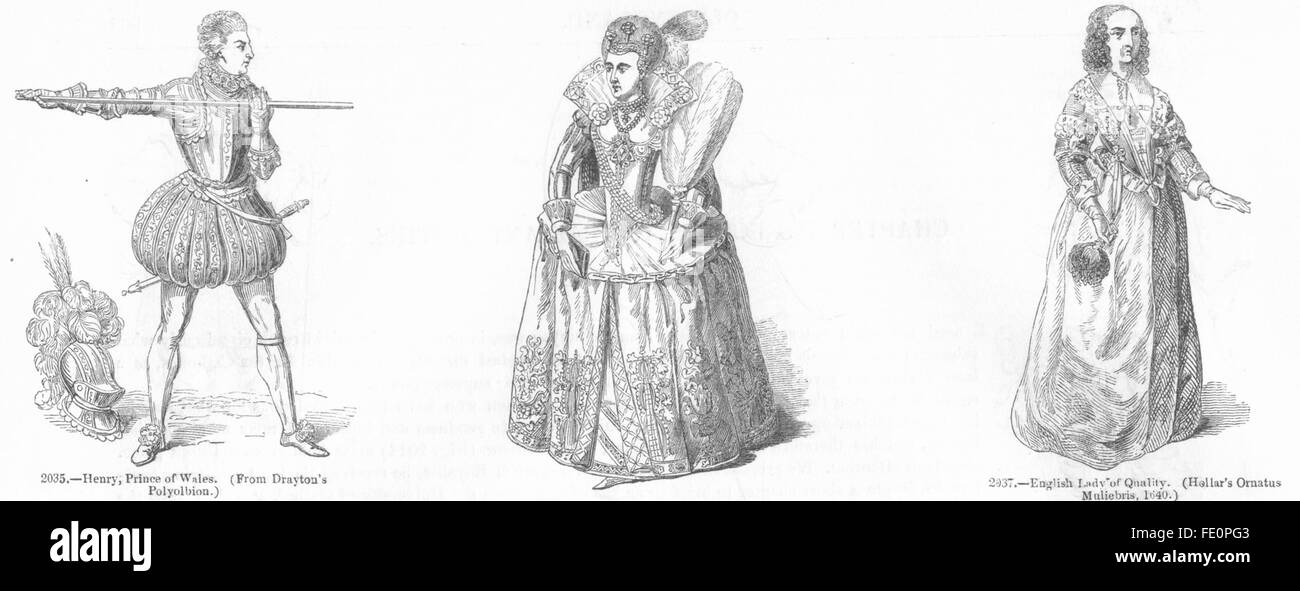 Persone: Henry, Principe di Galles; Anne Danimarca; Signora, antica stampa 1845 Foto Stock