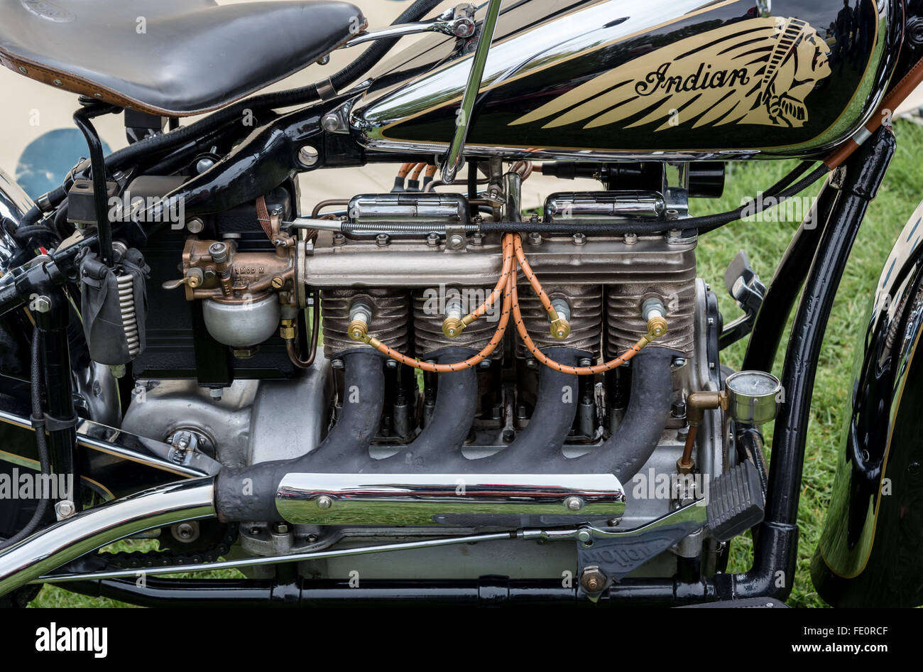 Dettaglio di vintage 'indiano' motociclo Foto Stock