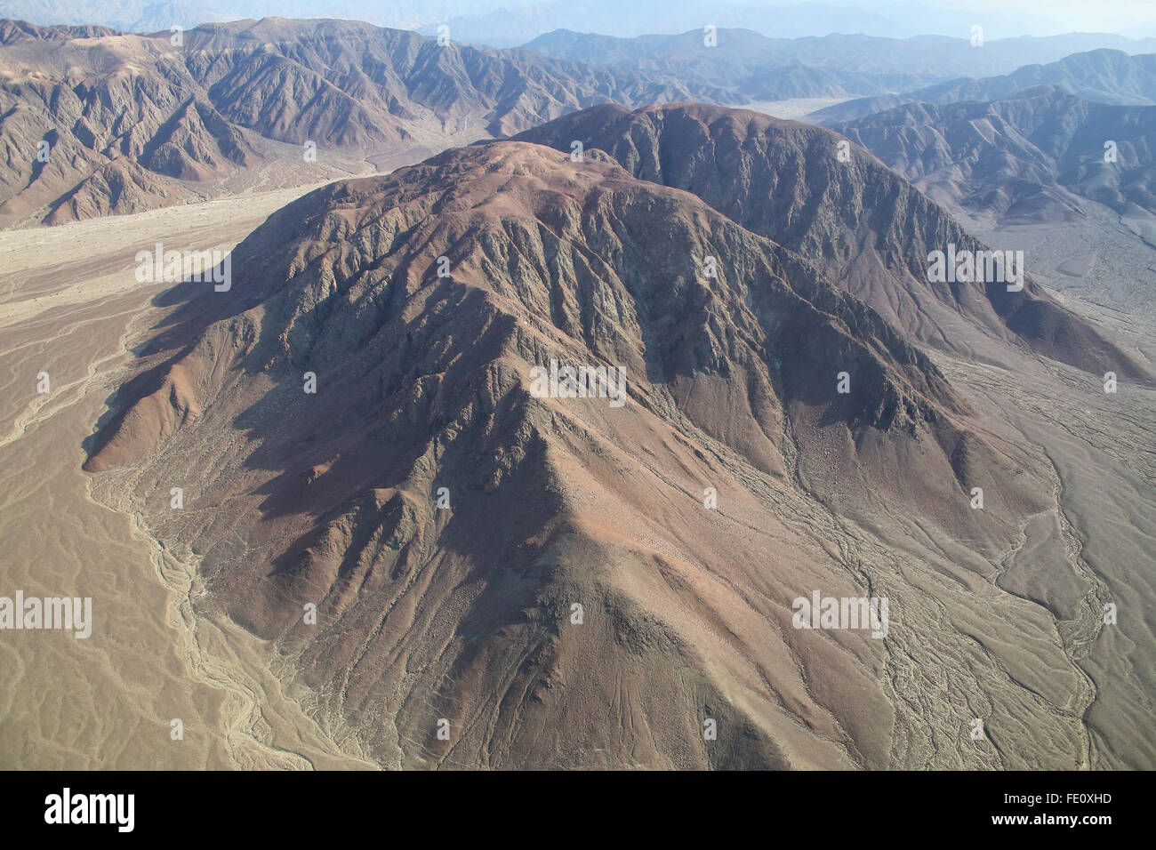 Vista aerea della Pampas de Jumana vicino a Nazca in Perù. Foto Stock