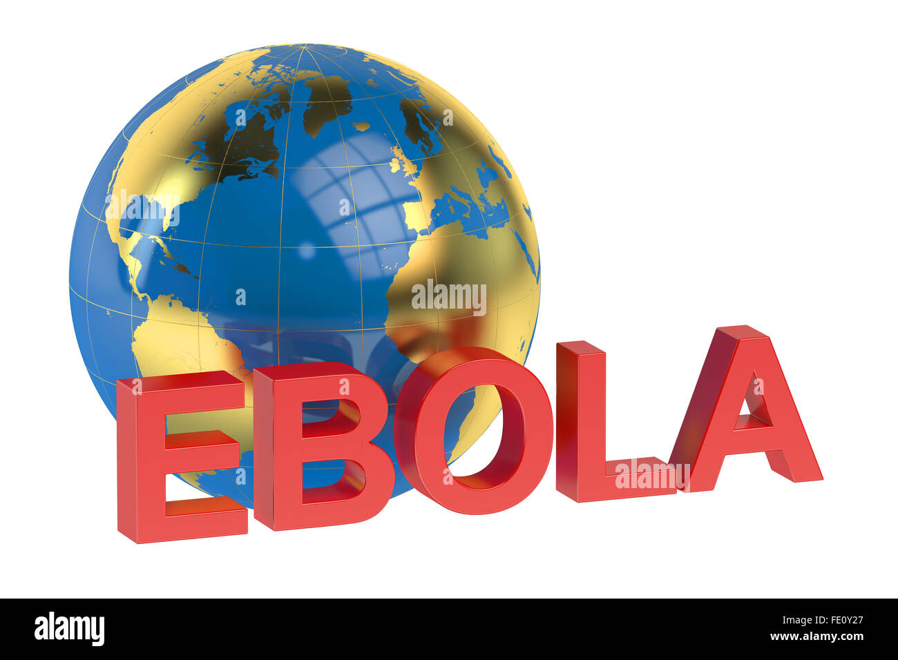 Concetto di Ebola isolati su sfondo bianco Foto Stock