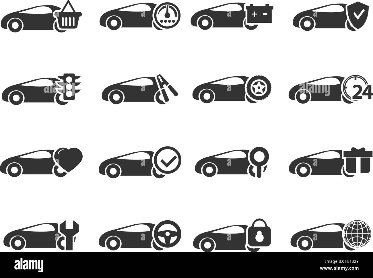 Servizio auto di set di icone Illustrazione Vettoriale