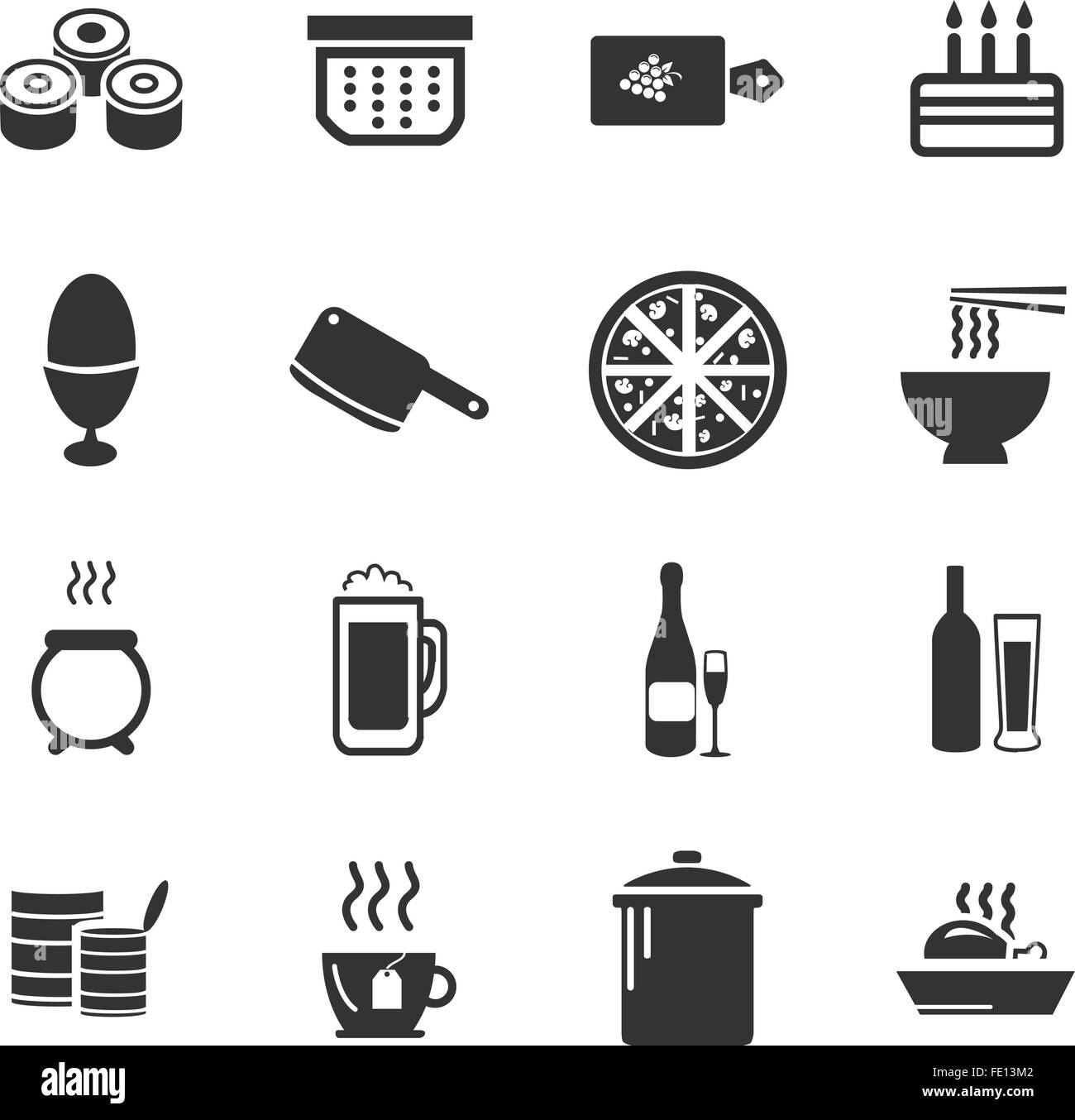 Il cibo e la cucina set di icone Illustrazione Vettoriale