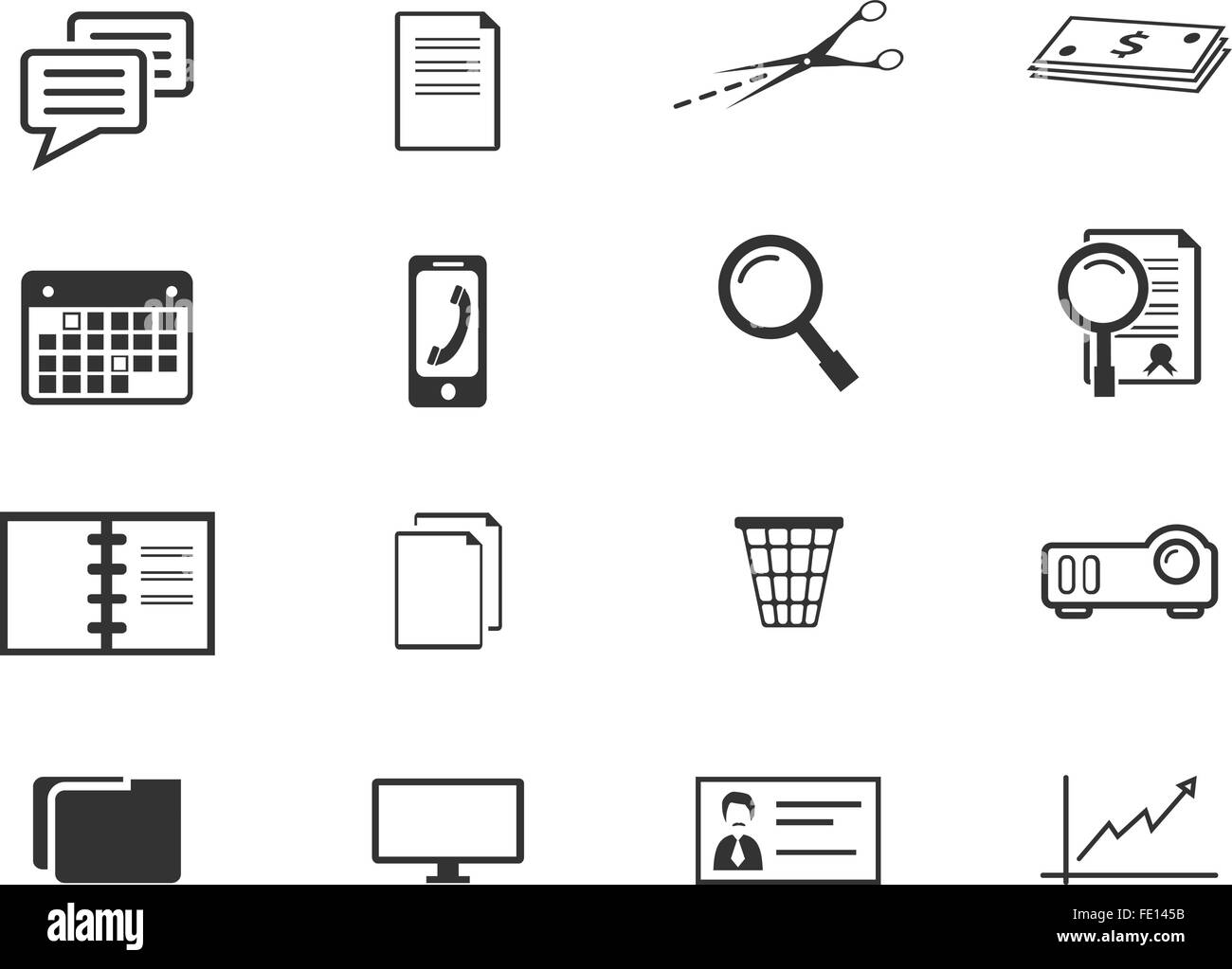 Office e Business set di icone Illustrazione Vettoriale