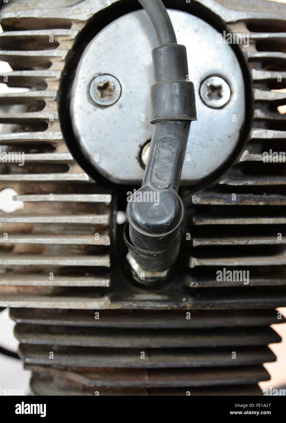 Chiusura del vecchio motore in moto Foto Stock