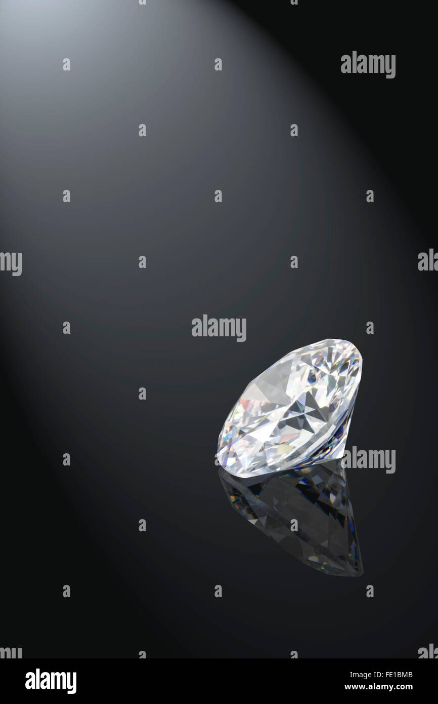 Diamante allentato su sfondo nero Foto Stock