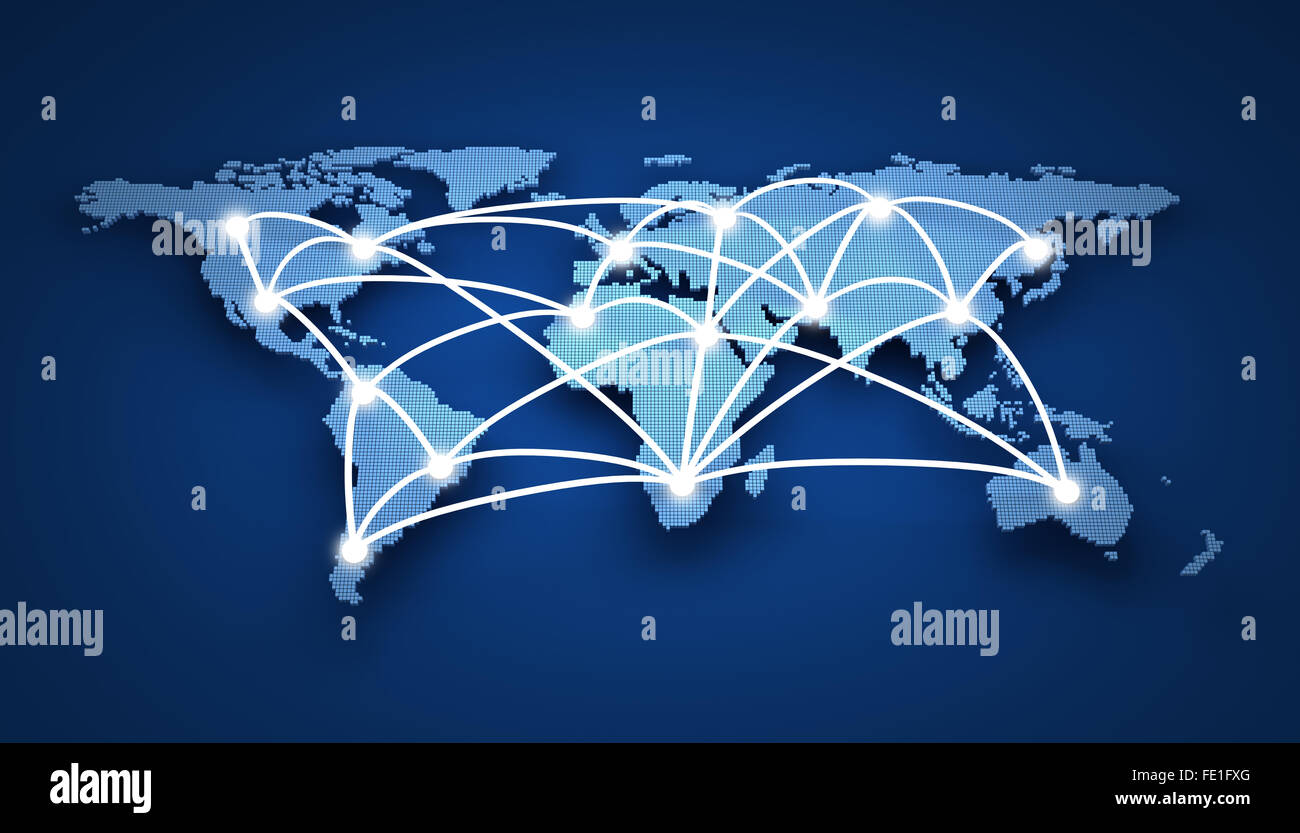 World-wide web su sfondo blu (fatto in 3d) Foto Stock
