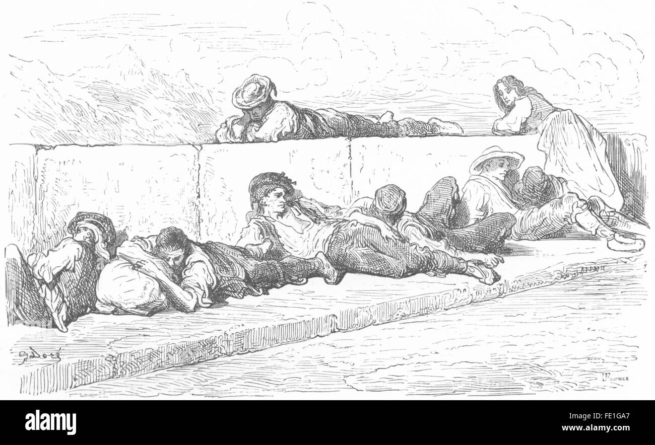 Spagna: Tenditori sul ponte di Alicante, antica stampa 1881 Foto Stock