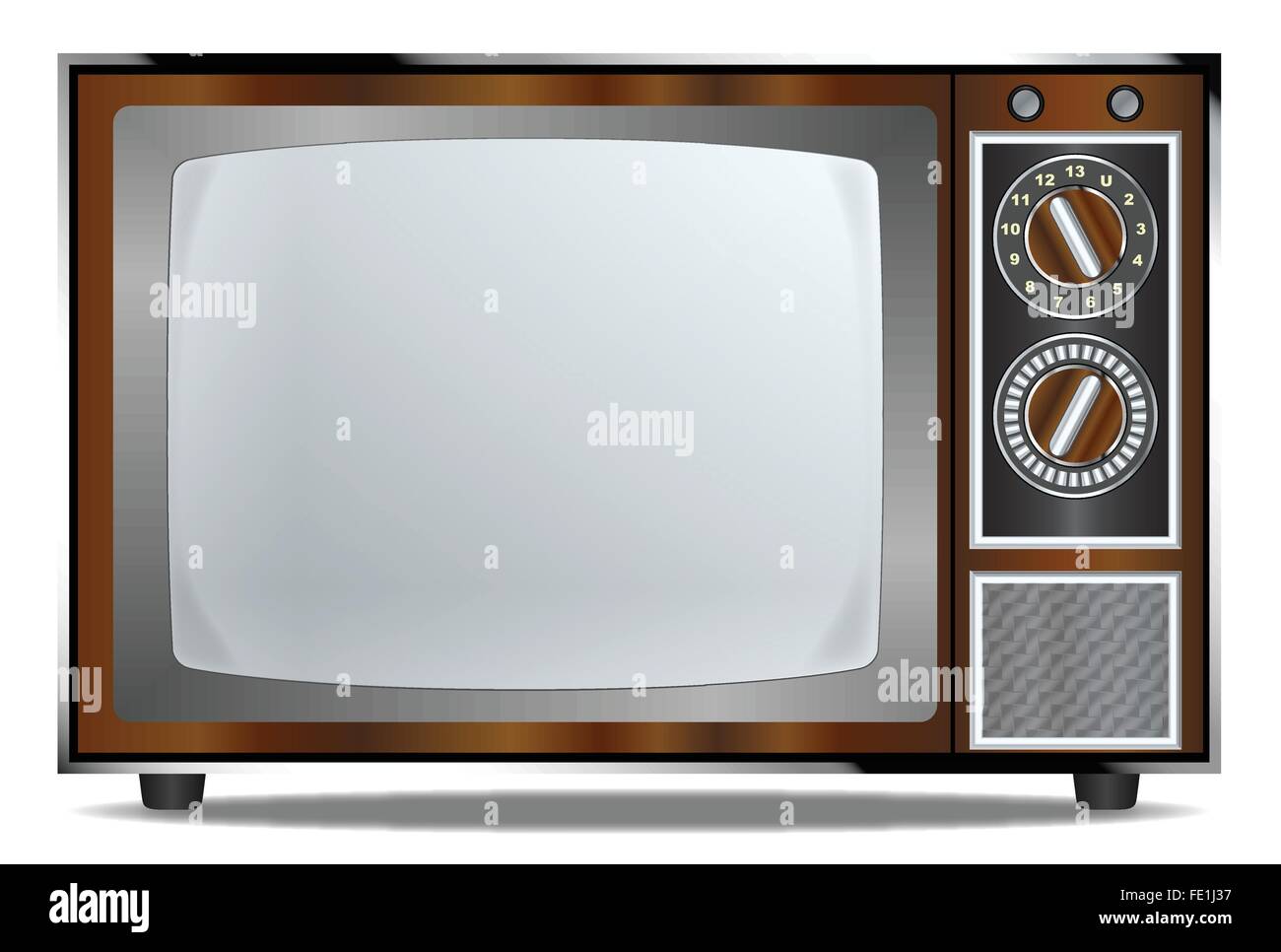 Un vecchio legno surround del ricevitore di televisione su uno sfondo bianco Illustrazione Vettoriale