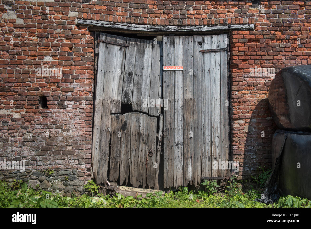 Vecchio garage a Staynall vicino Hambleton Lancashire Foto Stock