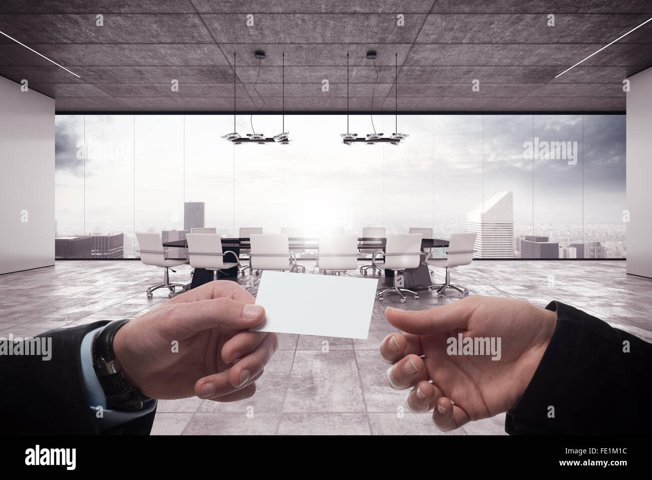 Trattativa in una sala riunioni Foto Stock