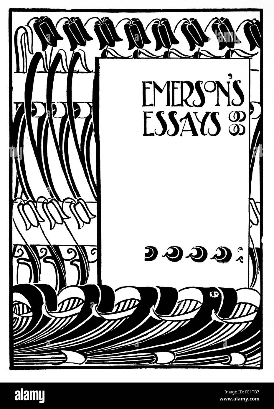 Emerson dai Saggi, Design per un panno per la copertina del libro da Maria G Simpson di Londra, art nouveau illustrazione di linea dal 1897 Studio Foto Stock
